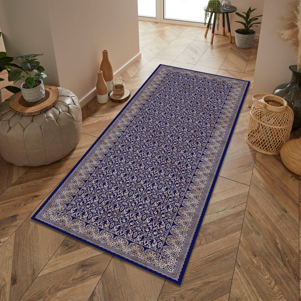 Elegant Blue Rug for Modern Kitchen and Living Spaces