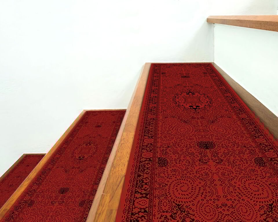 Elegant Deep Red Persian-Style Stair Rugs