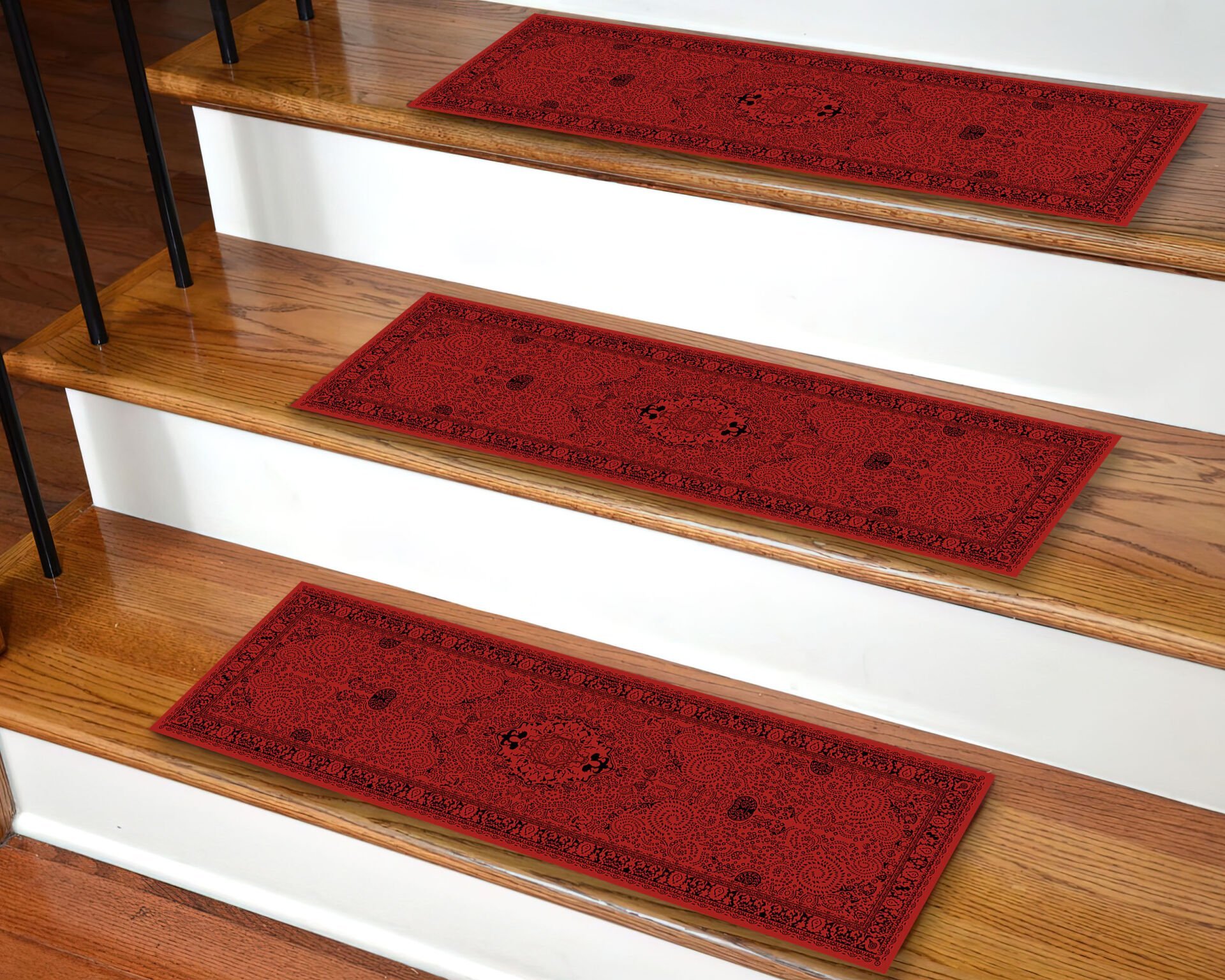 Elegant Deep Red Persian-Style Stair Rugs