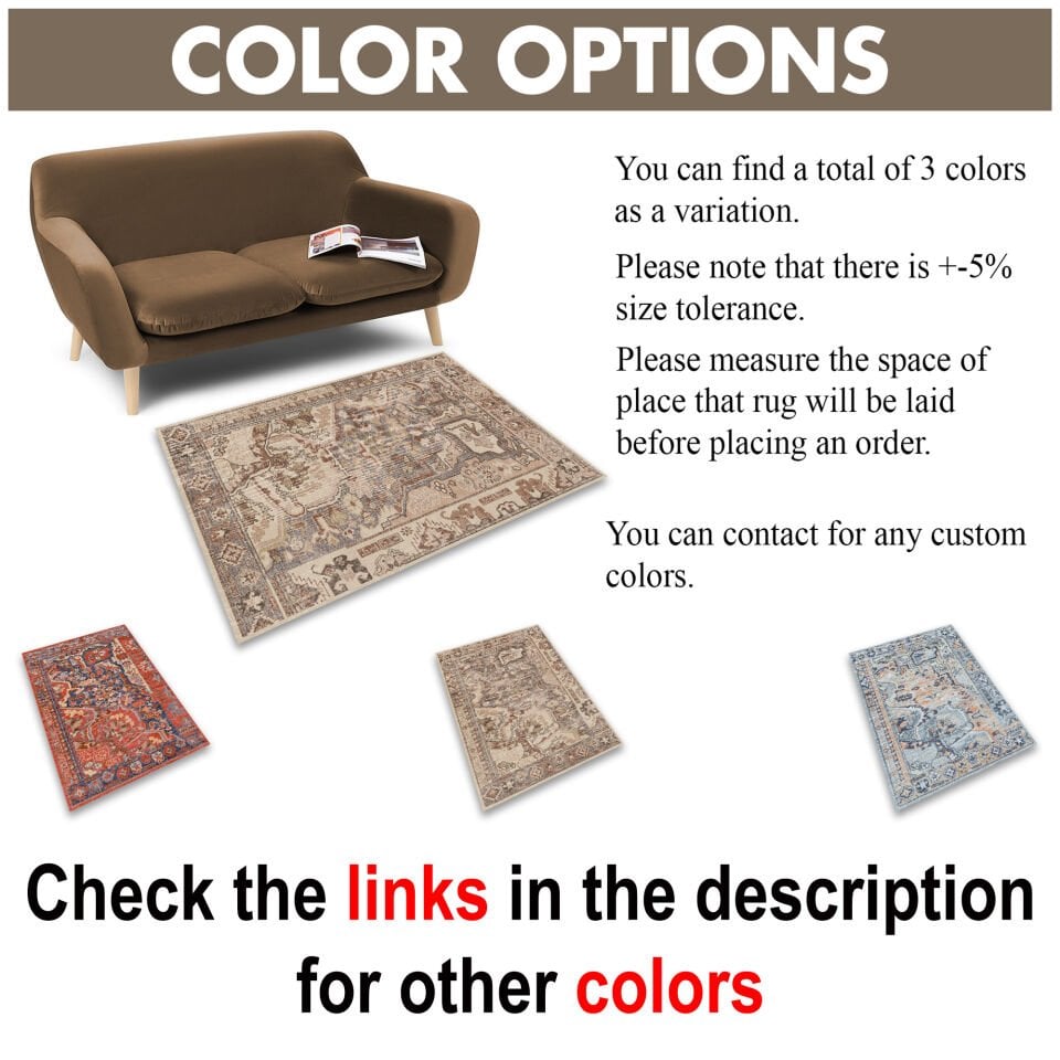 Beige Brown Oriental Rug Classic Pattern Decorative Carpet