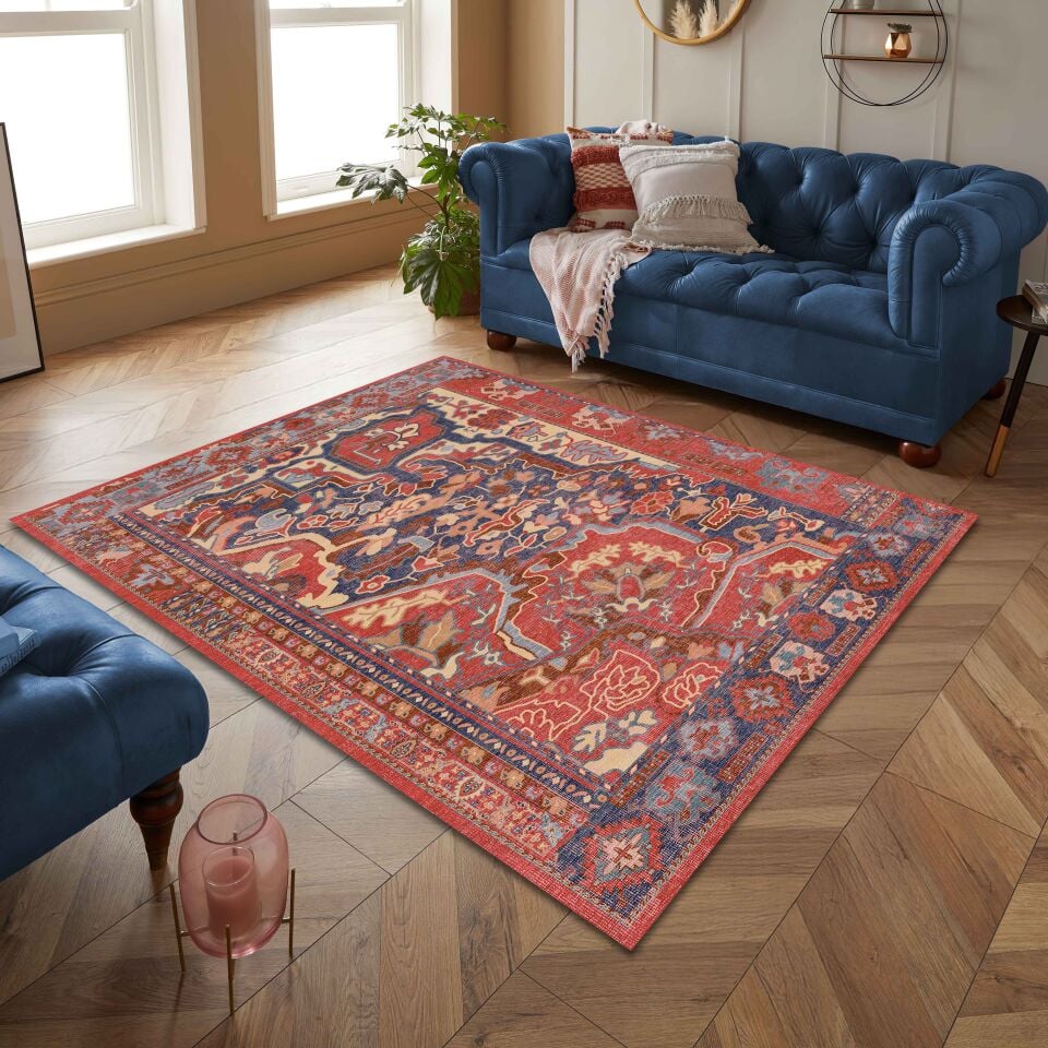 Red Oriental Rug Classic Pattern Decorative Carpet