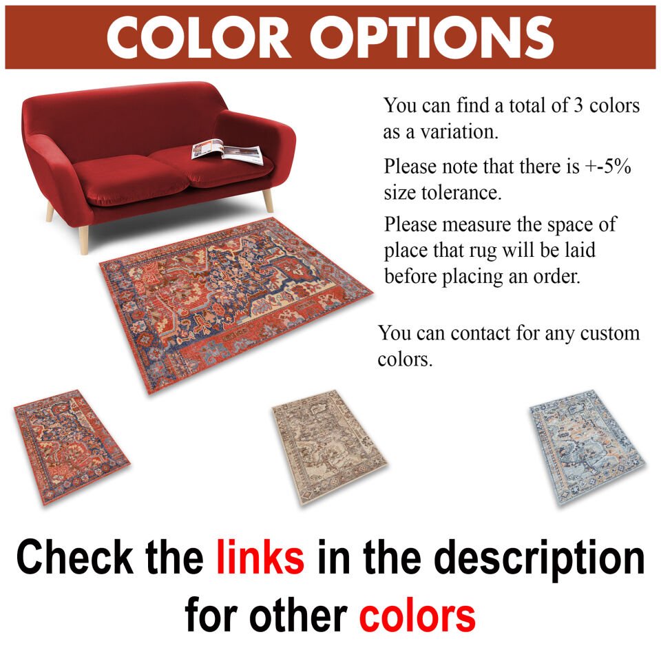 Red Oriental Rug Classic Pattern Decorative Carpet