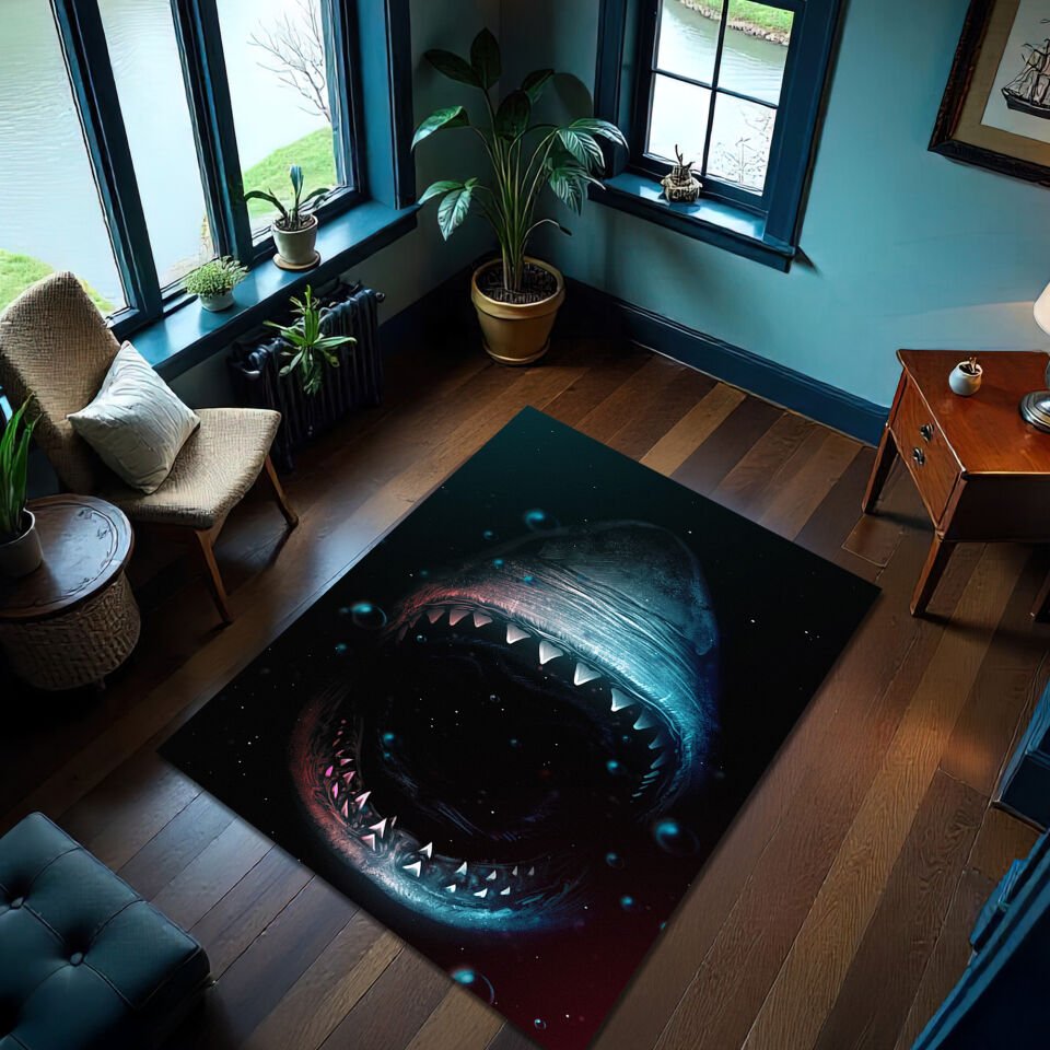 Fierce Shark Attack Rug – Dramatic Ocean Predator Design