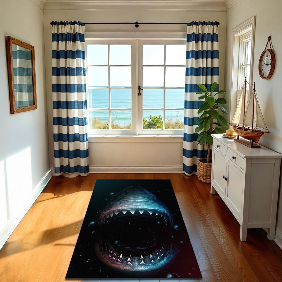 Fierce Shark Attack Rug – Dramatic Ocean Predator Design