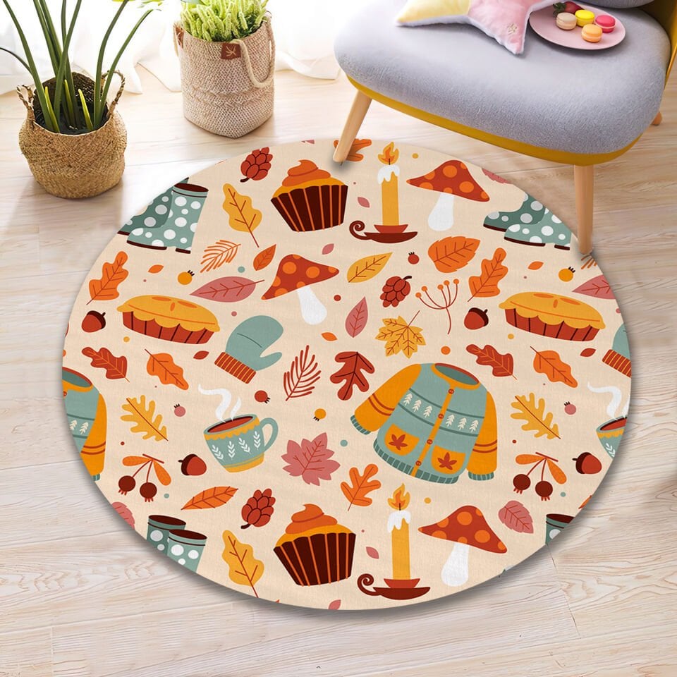 Autumn Cozy Rug Fall Pattern Carpet Seasonal Home Decor for Living Room