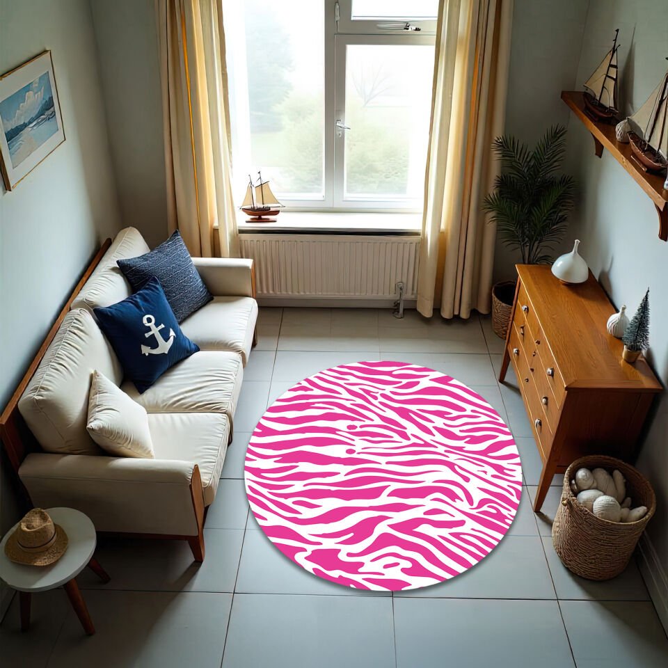 Vibrant Pink Zebra Print Rug – Bold Animal Pattern Floor Mat