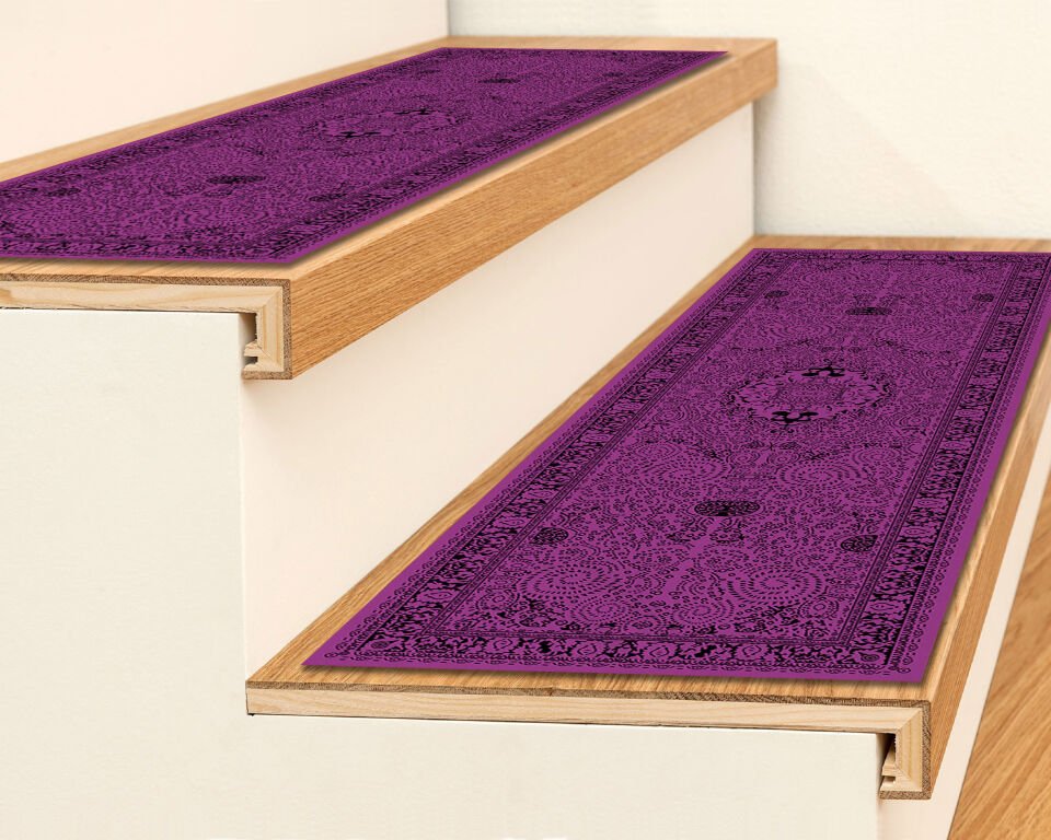 Elegant Purple Classic Pattern Stair Mats