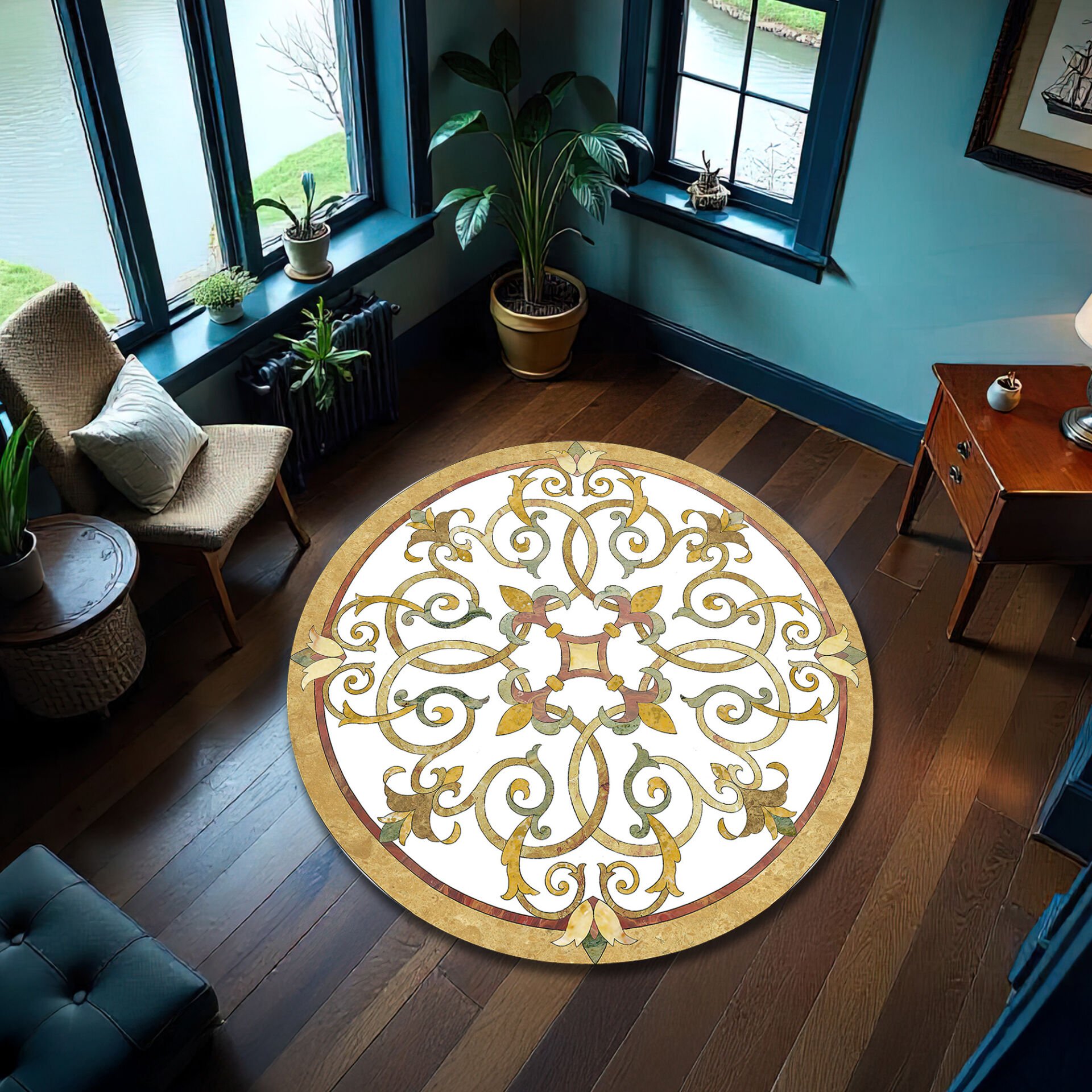 Vintage Garden Harmony Round Rug