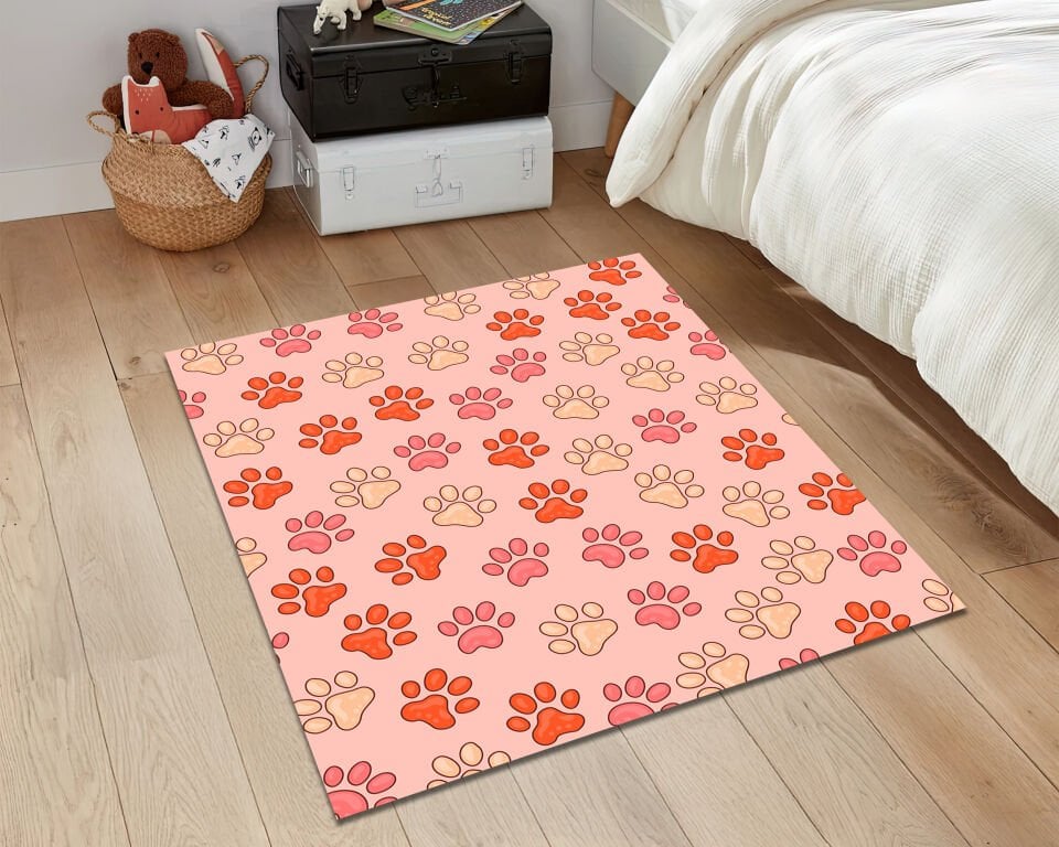 Cute Paw Print Rug Pet Lover Home Decor Soft Animal Footprint Carpet for Dog and Cat Owners