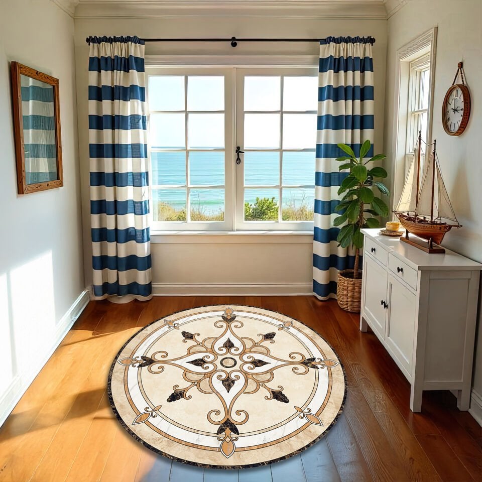 Royal Classic Beige Ornamental Round Rug