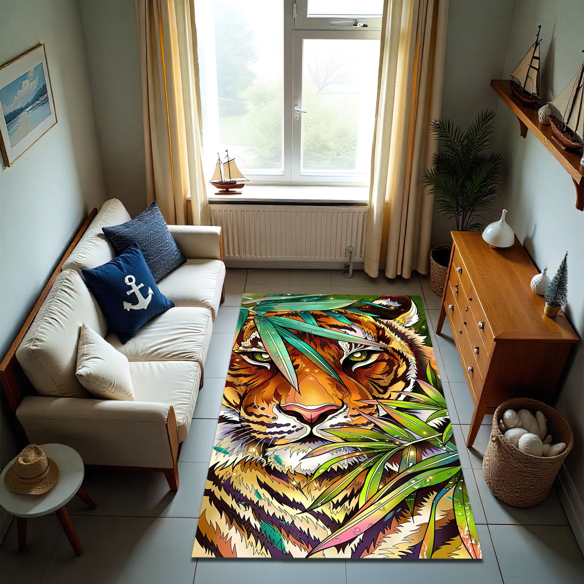 Vibrant Jungle Tiger Rug – Bold Wildlife Art Design