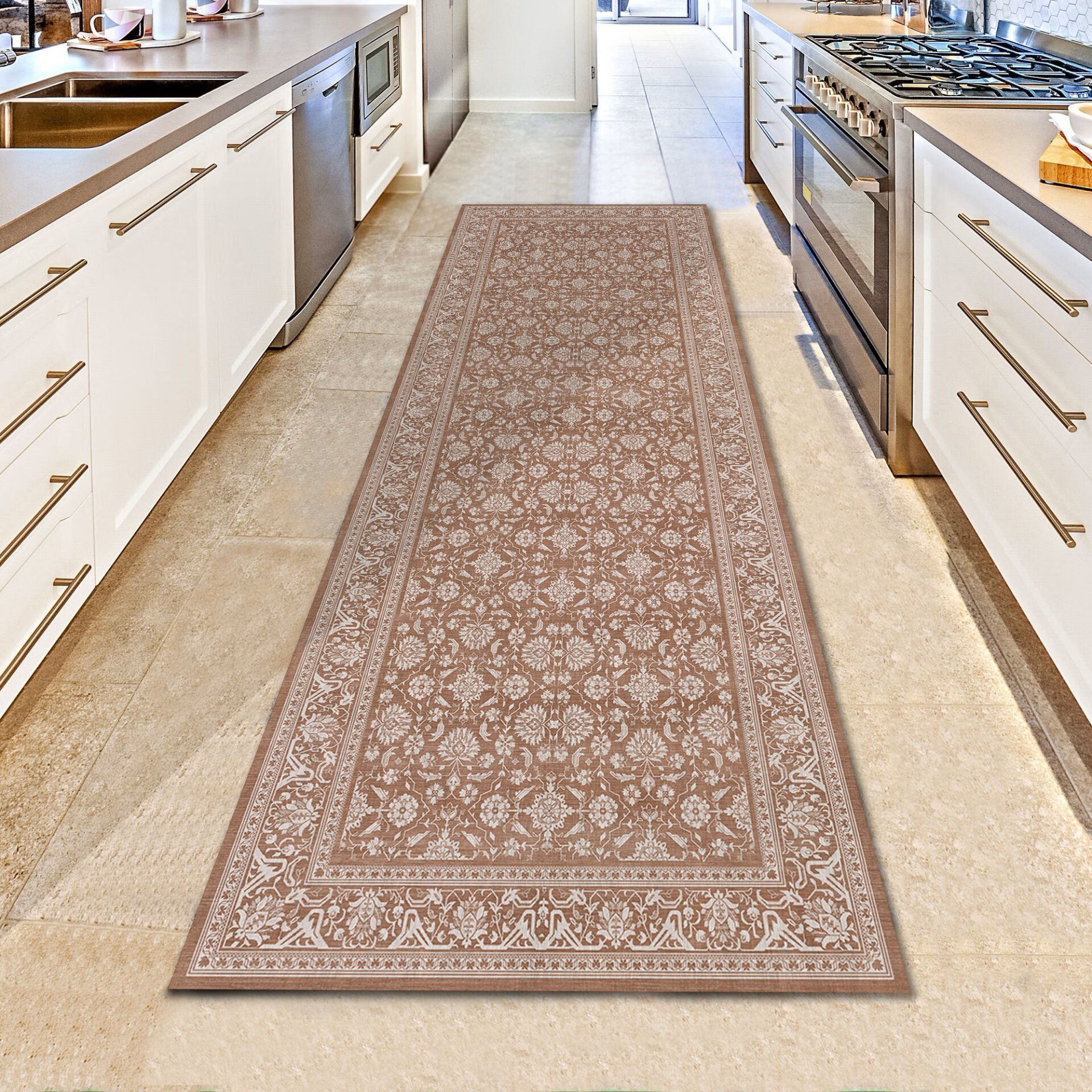 Kitchen Runner Rug – Floral Hallway Carpet for Kitchen Entryway
