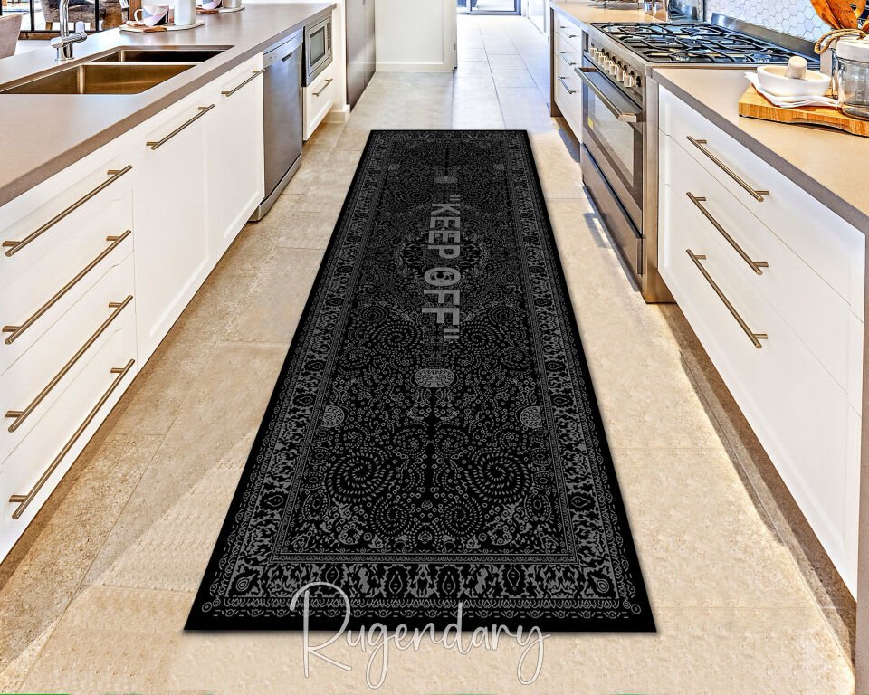 Elegant Black Oriental Runner Rug – Perfect for Hallways & Kitchens