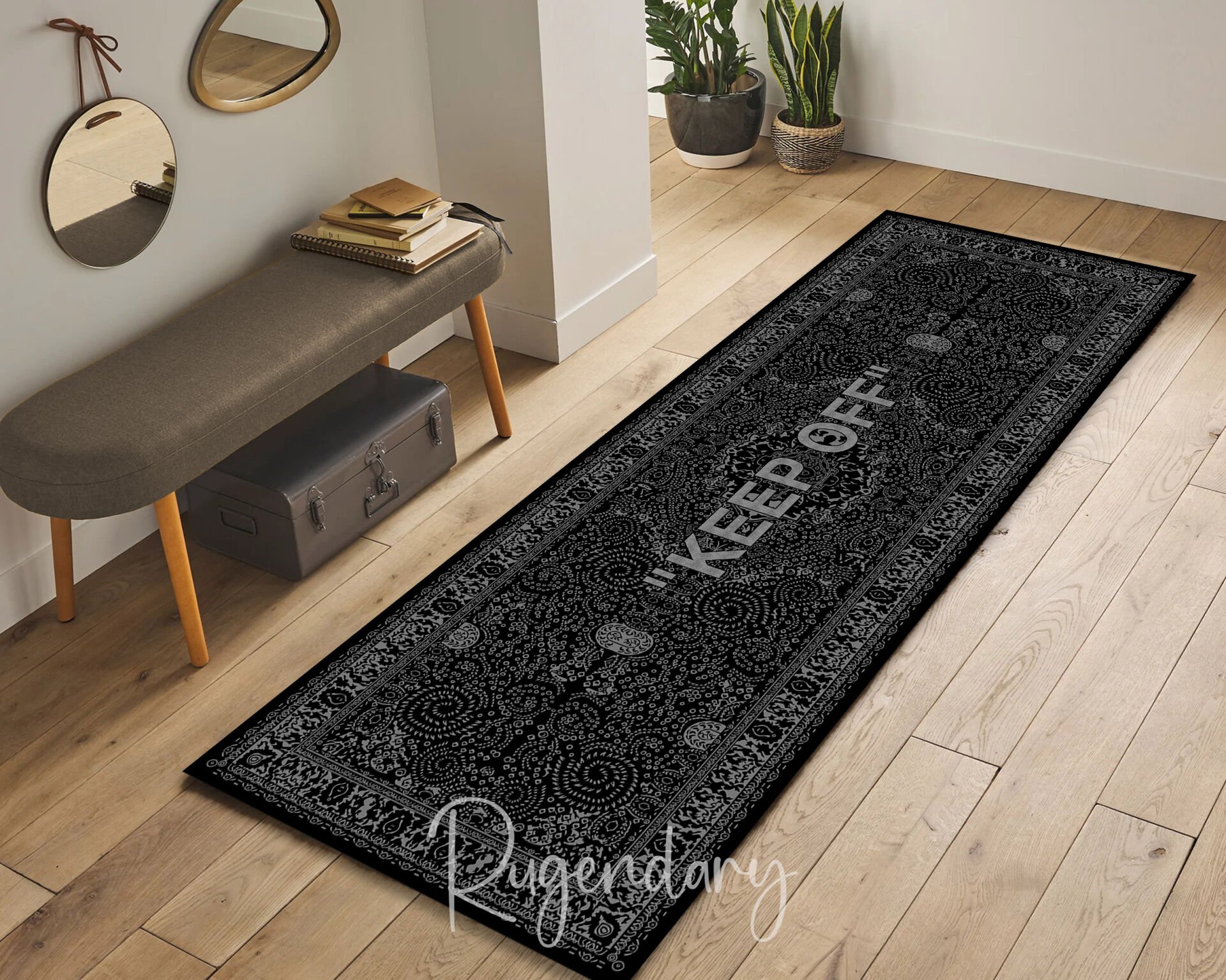 Elegant Black Oriental Runner Rug – Perfect for Hallways & Kitchens