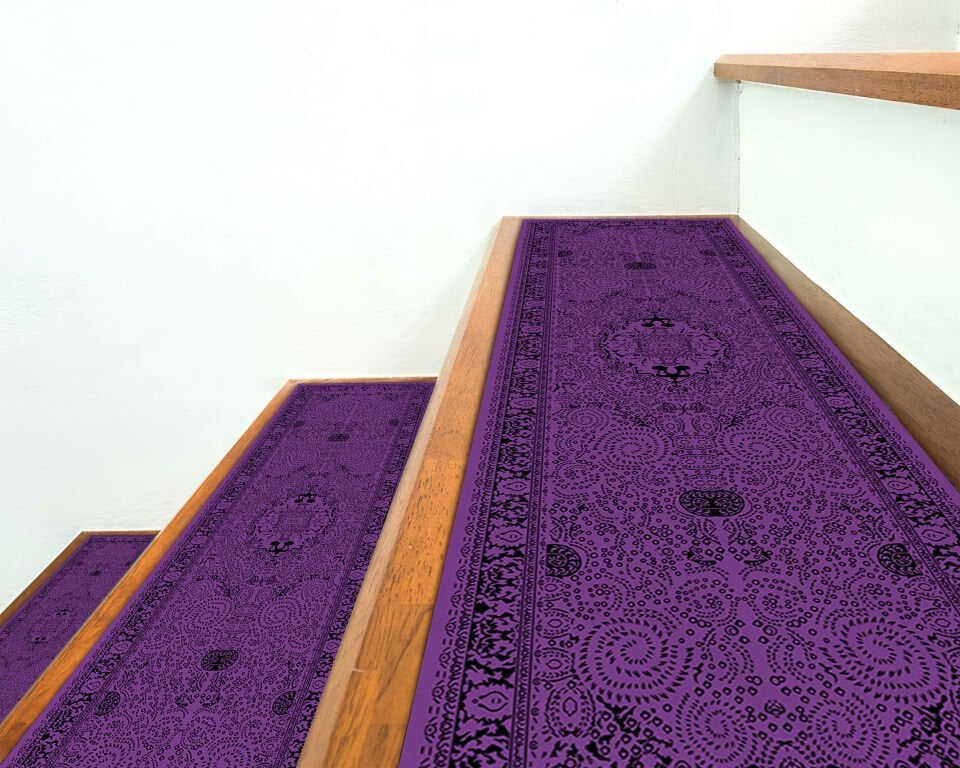 Royal Purple Patterned Stair Mats – Elegant Step Rugs