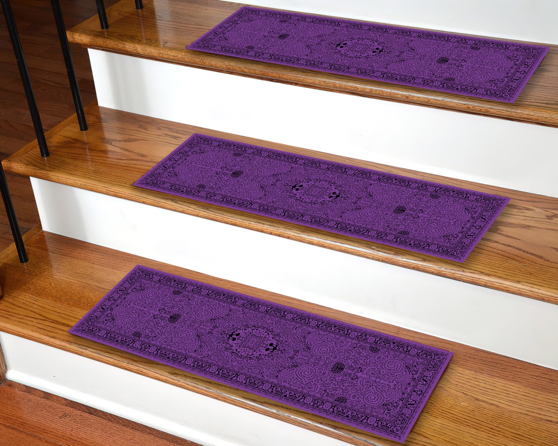 Royal Purple Patterned Stair Mats – Elegant Step Rugs