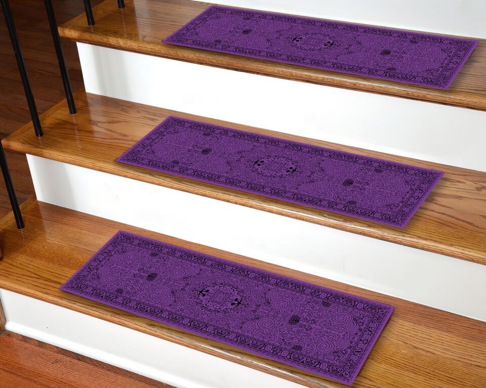 Royal Purple Patterned Stair Mats – Elegant Step Rugs