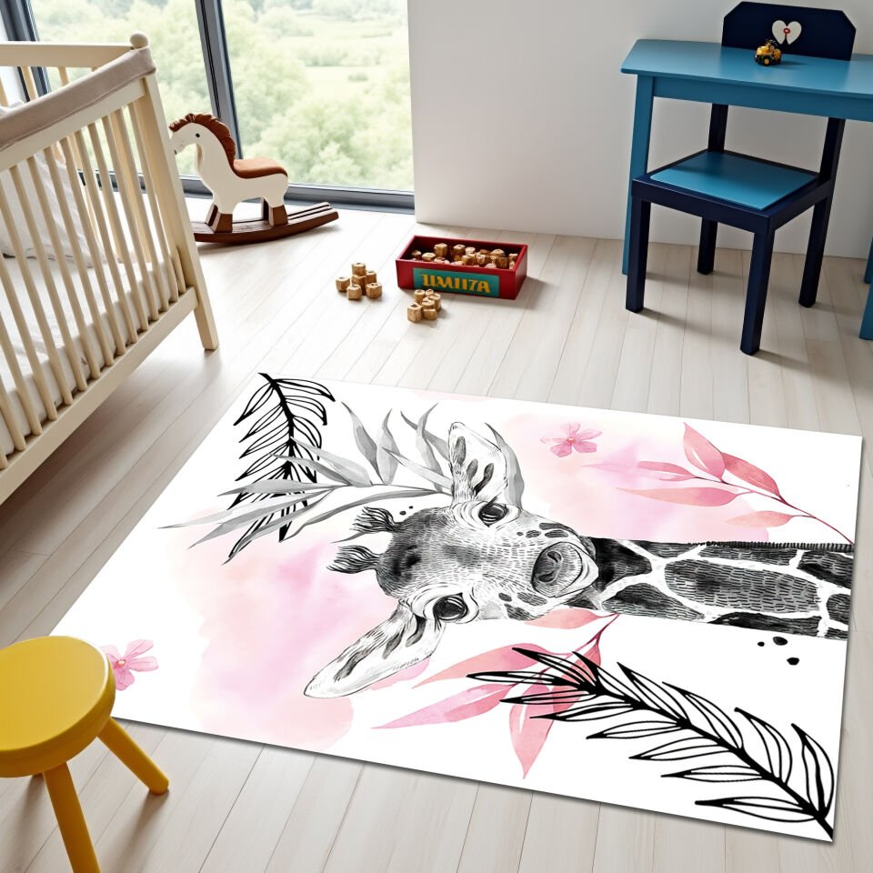 Whimsical Giraffe Rug – Soft & Stylish Nursery Carpet for Kids Room