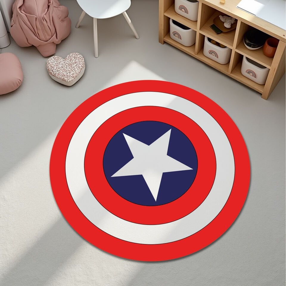 Captain America Shield Rug for Kids – Nursery & Playroom Floor Mat