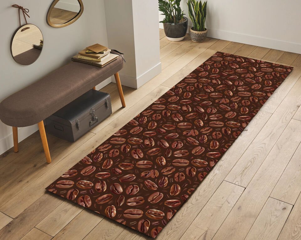 Coffee Bean Kitchen Runner Rug – Non-Slip Modern Floor Mat