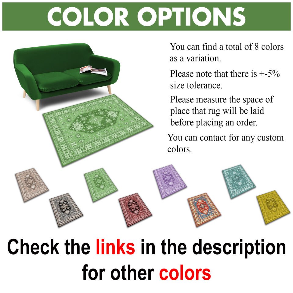 Ethnic Patterned Boho Style Square Rug in Green Tones