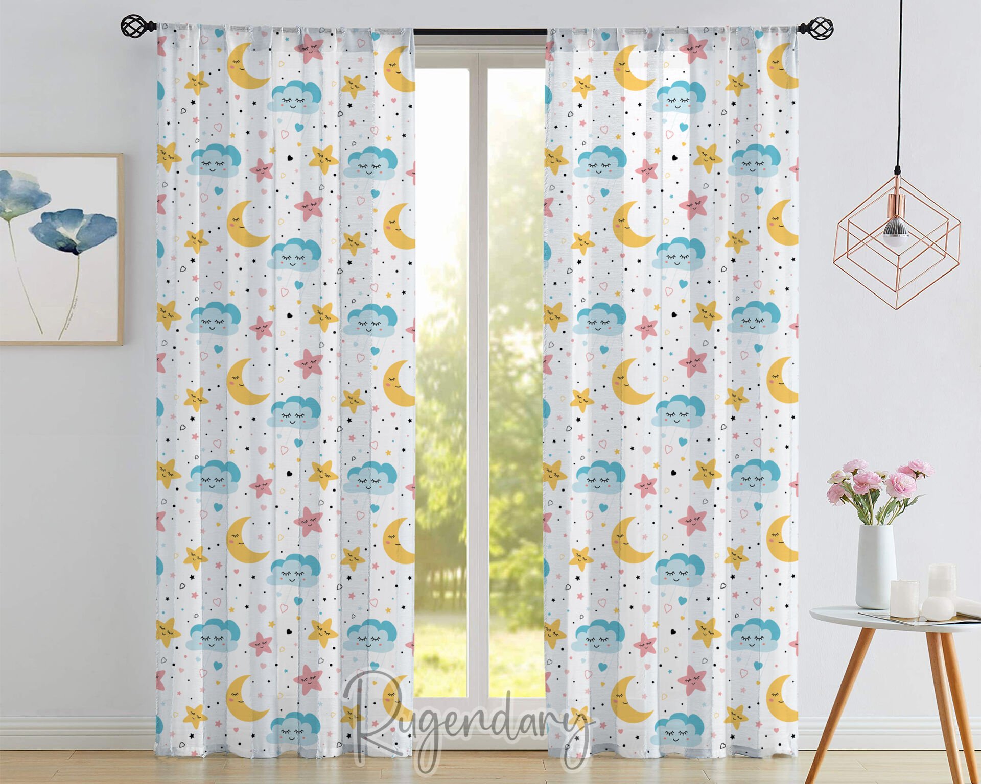 Velvet Surface Kids Curtain – Thick & Soft Night Sky Themed Window Drapes