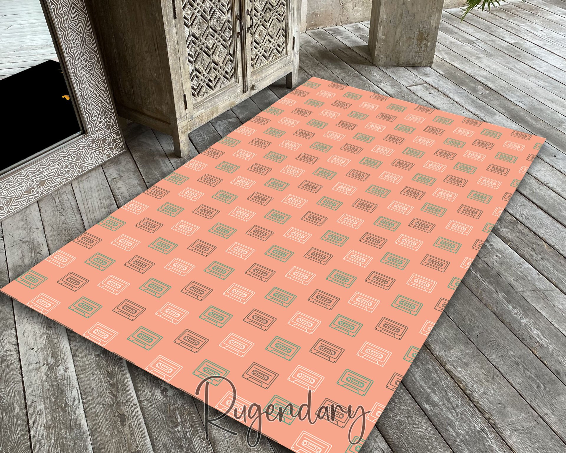 Cassette Tape Pattern Rug – Vintage Music Vibes for Modern Spaces