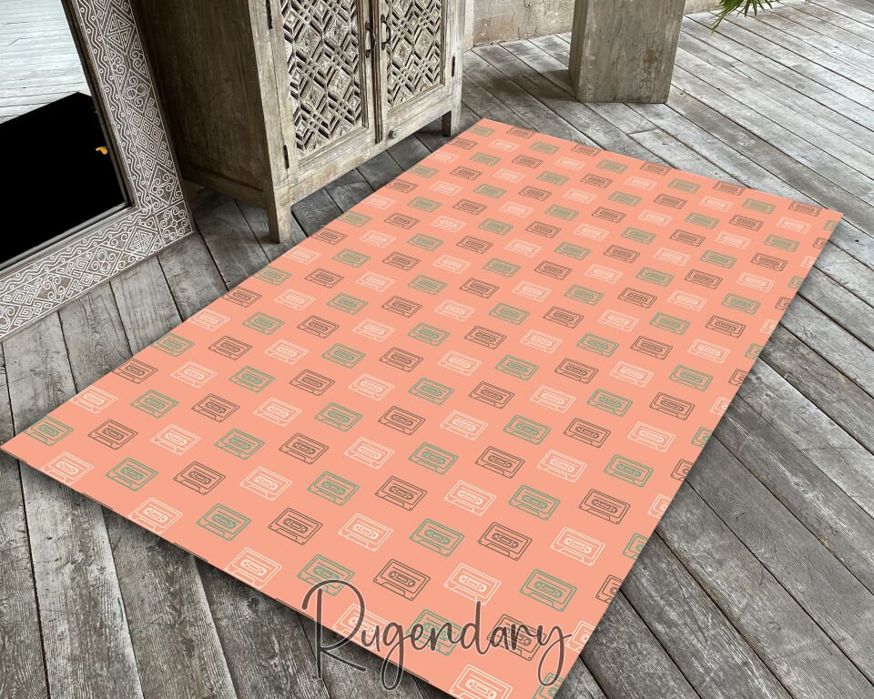 Cassette Tape Pattern Rug – Vintage Music Vibes for Modern Spaces