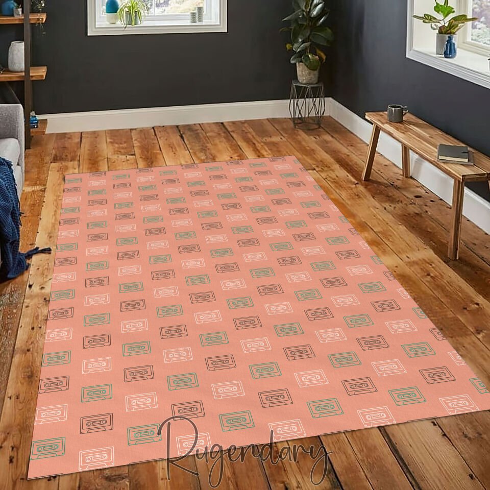 Cassette Tape Pattern Rug – Vintage Music Vibes for Modern Spaces