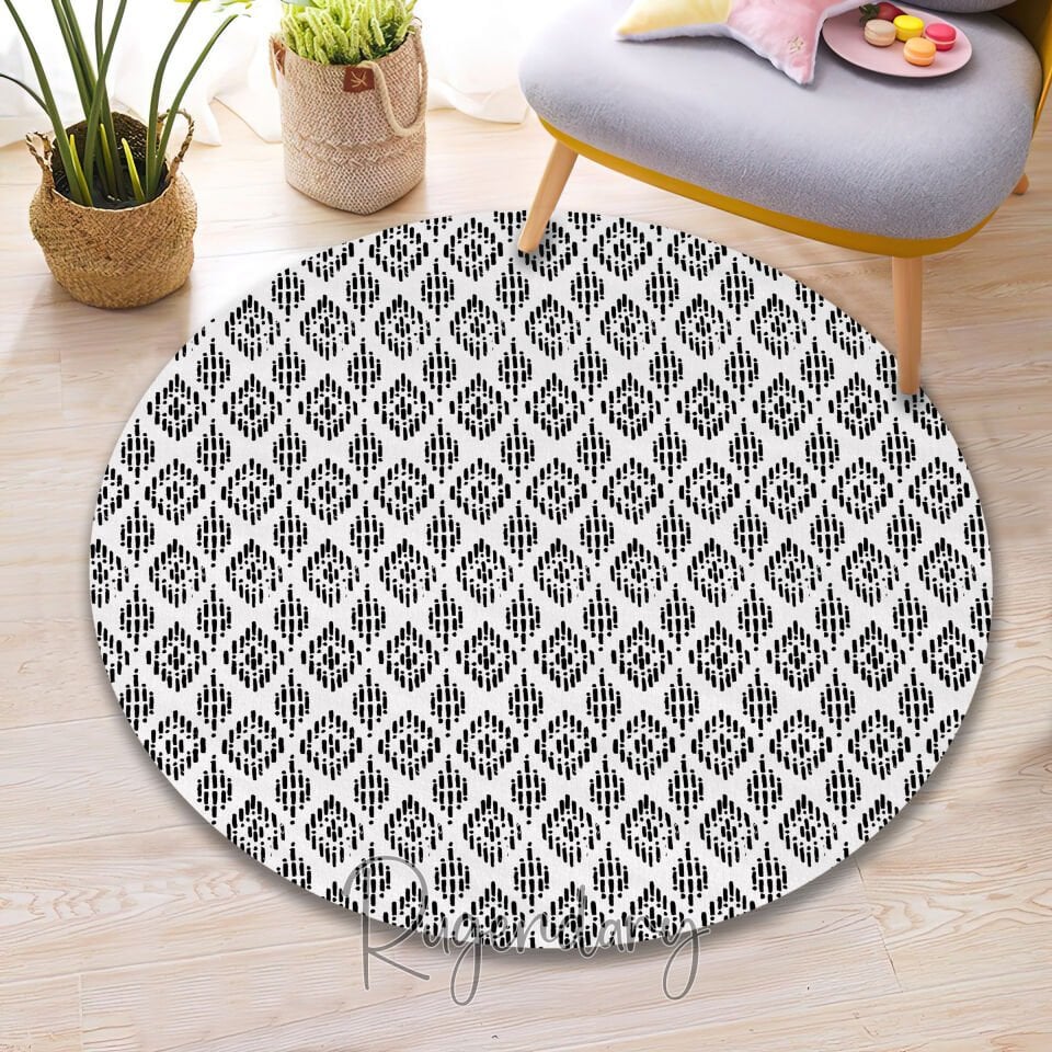 Minimalist Black & White Area Rug – Modern Geometric Design