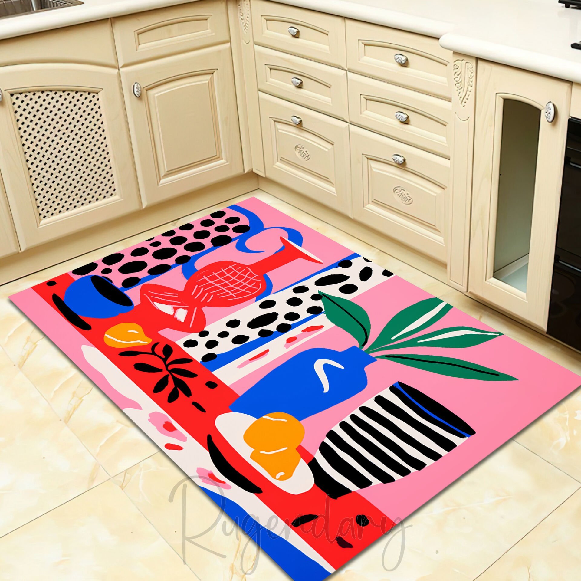 Modern Abstract Art Rug Colorful Still Life Design Carpet Contemporary Home Decor Aesthetic Floor Mat