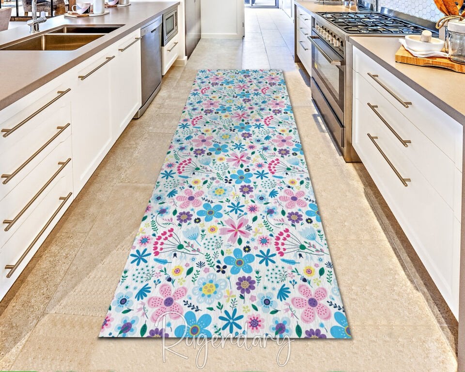Colorful Floral Runner Rug – Vibrant Botanical Pattern Carpet