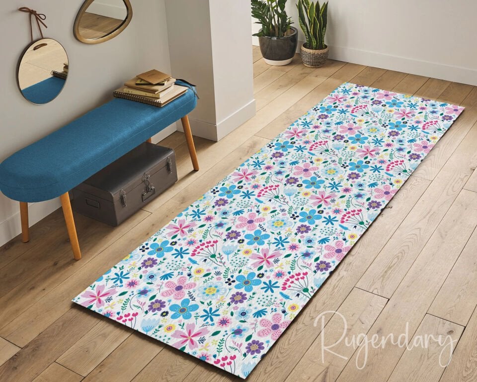 Colorful Floral Runner Rug – Vibrant Botanical Pattern Carpet