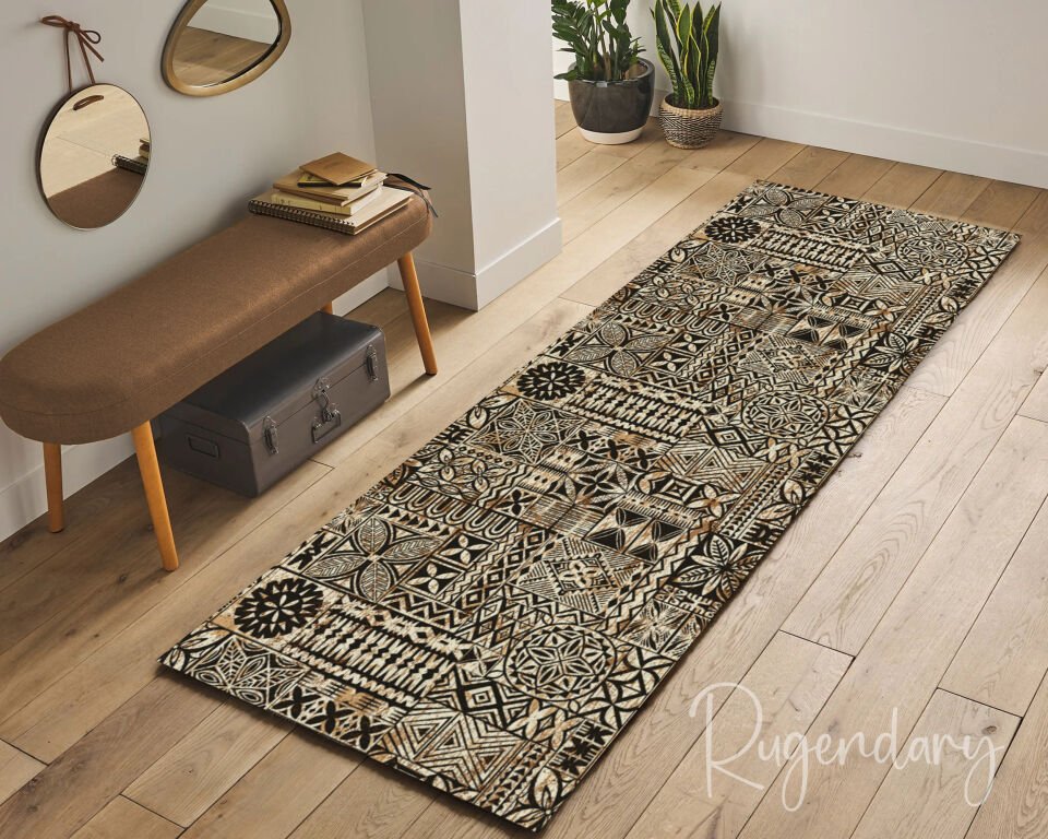 Tribal Geometric Runner Rug – Bohemian Ethnic Hallway Carpet