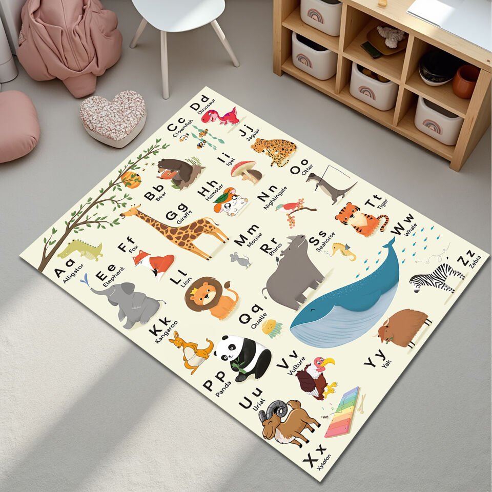 Animal Alphabet Rug for Kids – Educational A-Z Animal Learning Mat