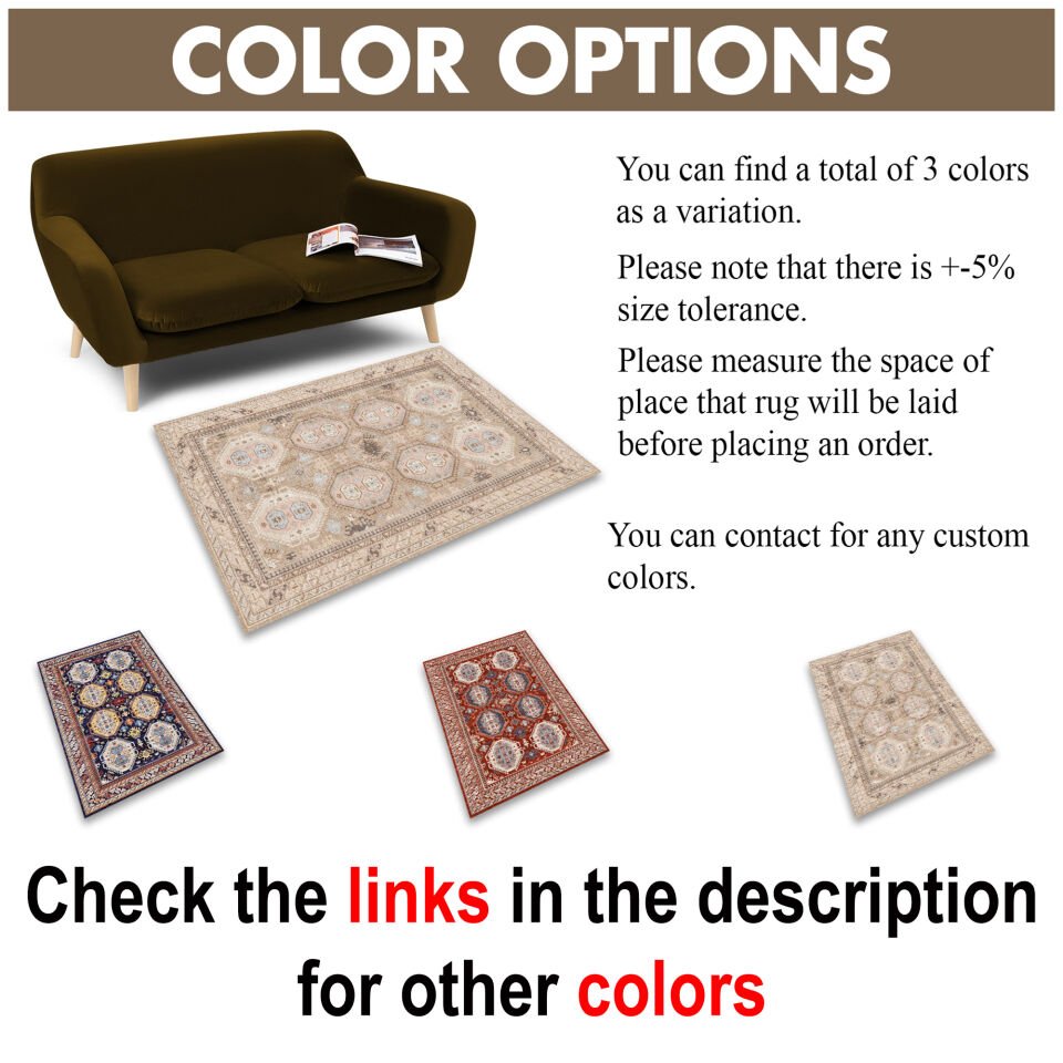 Beige Oriental Area Rug Geometric Tribal Pattern Decorative Carpet