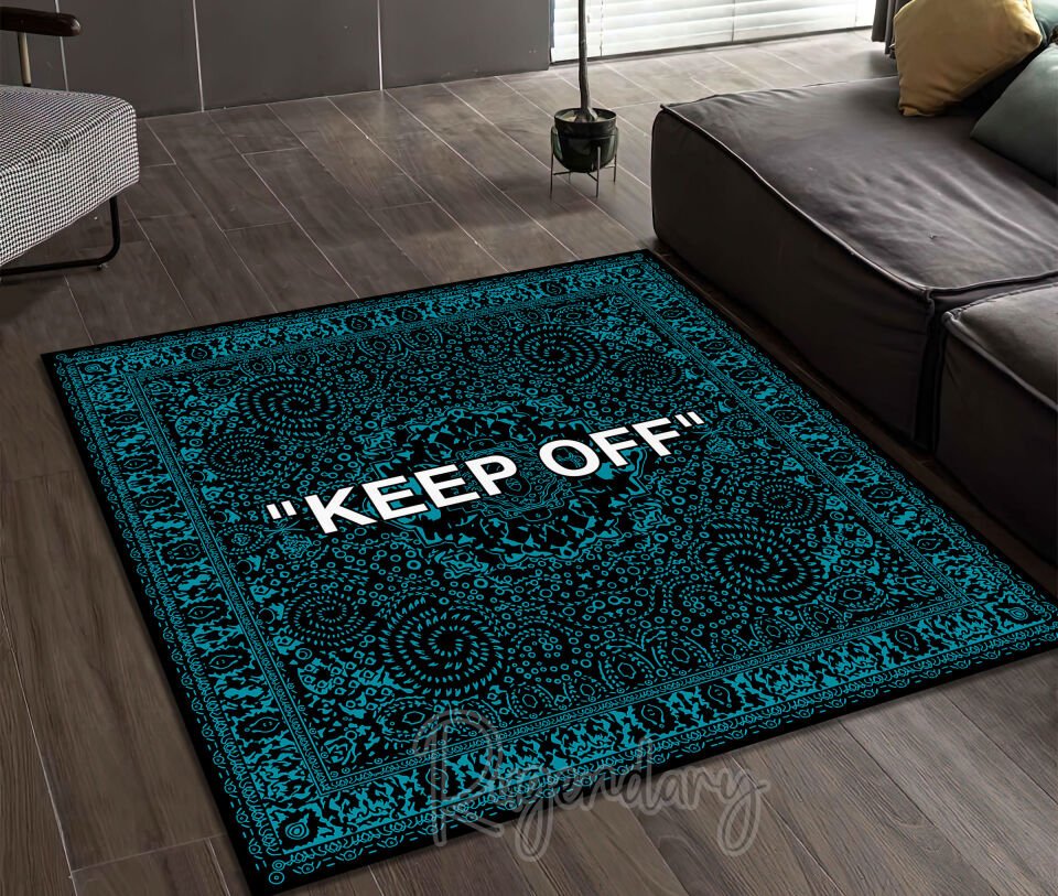 Bold Square ''KEEP OFF'' Rug – Modern Statement Carpet for Living Room