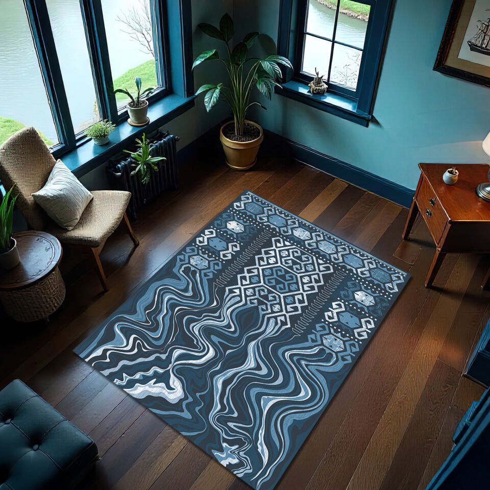 Melting Wave Pattern Rug – Unique Abstract Design Floor Covering